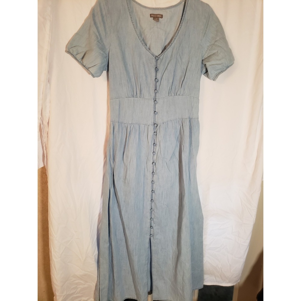 Women's Falls Creek Short Sleeve Blue Denim Like Dress Size S